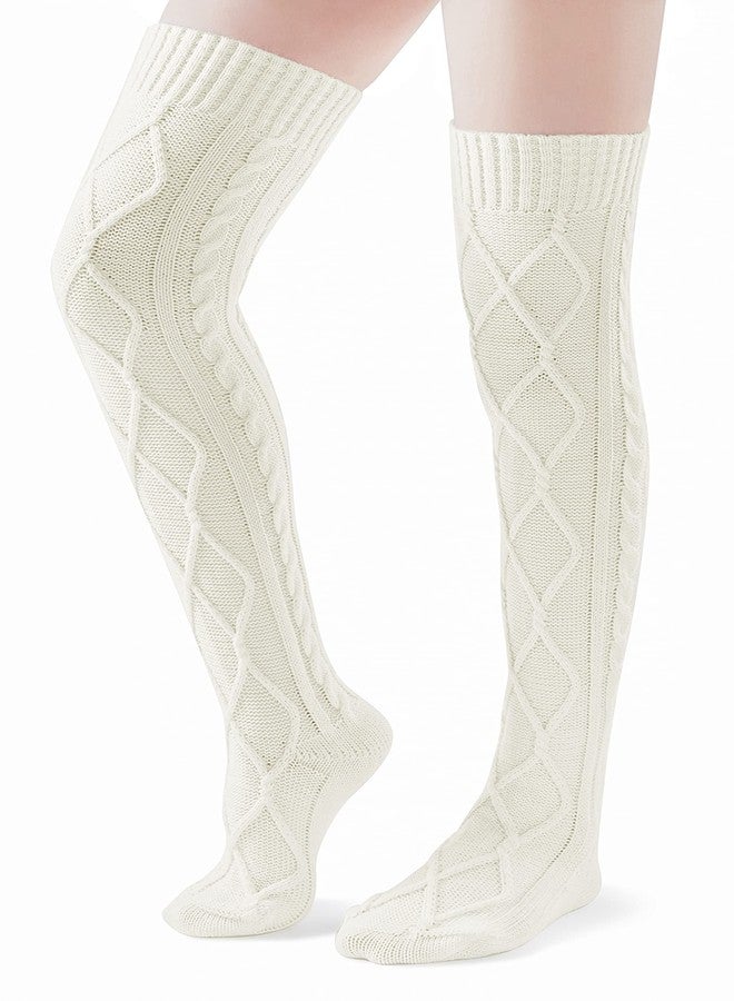 Pcavin Thigh High Socks for Women Cable Knit Over the Knee Boot Socks, Long Warm Leg Warmers Winter - Image 3